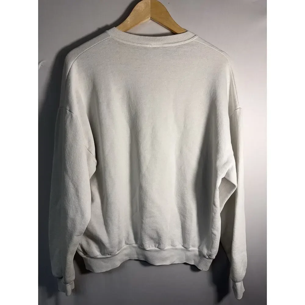 Vintage‎ Russell Fire Truck Sweatshirt XL USA Made White Graphic Crewneck
